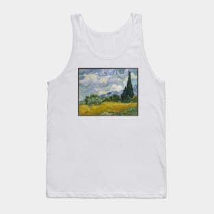 A Wheatfield with Cypresses by Vincent van Gogh Famous painting Tank Top